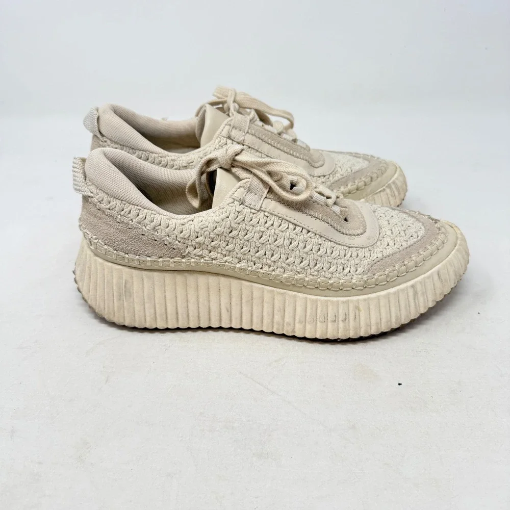 Dolce Vita Dolen Sneakers Cream Size 8 Knit Crochet Platform Chunky Shoes